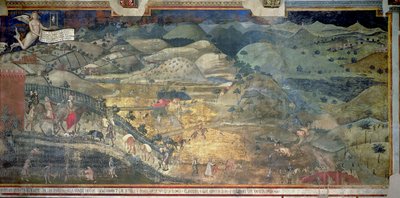 Effecten van Goed Bestuur op het Platteland, 1388-40 door Ambrogio Lorenzetti