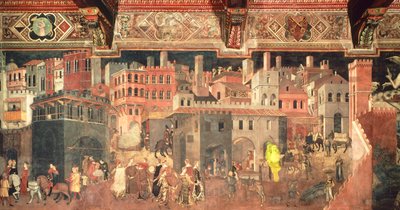 Effecten van goed bestuur in de stad (detail) door Ambrogio Lorenzetti