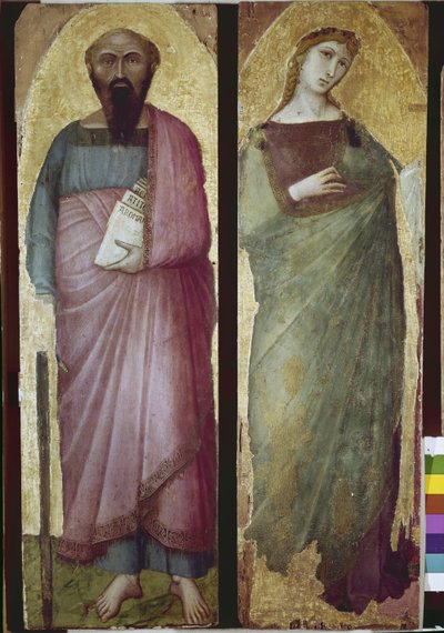 Sint Paulus en een heilige martelaarschap, detail van een polyptiek door Ambrogio Lorenzetti