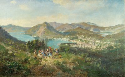 Lugano gezien vanaf Curreglia door Ambrogio Preda