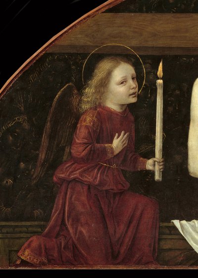 Christus in Piëta omringd door twee engelen (detail) door Ambrogio da Fossano (c.1460 1523)