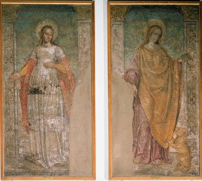 Sint Agnes van Rome en Sint Martina van Rome door Ambrogio da Fossano (c.1460 1523)