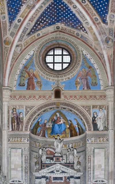 Gian Galeazzo Visconti en zonen bieden het model van de Kartuizerklooster aan de Maagd Maria aan door Ambrogio da Fossano