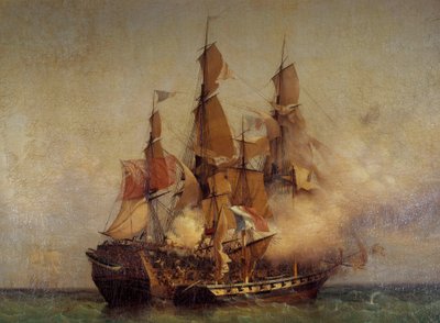 Verovering van de Kent door Robert Surcouf door Ambroise Louis Garneray