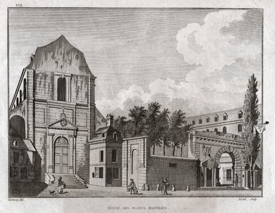 De kerk van de Blancs Manteaux in de Marais wijk in Parijs door Ambroise Louis Garneray