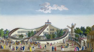 Promenades Aeriennes, Jardin Baujon, geëerd door de aanwezigheid van Hare Majesteit, 2 augustus 1817 door Ambroise Louis Garneray