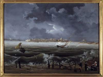 Saint Malo door Louis Garneray, circa 1820 door Ambroise Louis Garneray