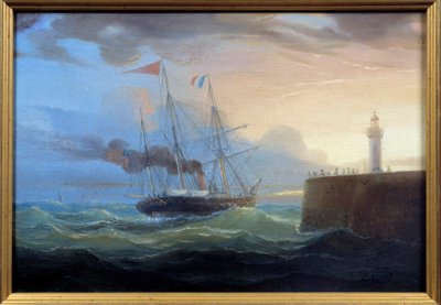 Stoom vertrekt uit de haven door Ambroise Louis Garneray