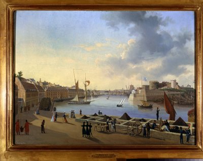 De haven van Brest en het artilleriedepot - schilderij door Louis Garneray, circa 1820 door Ambroise Louis Garneray