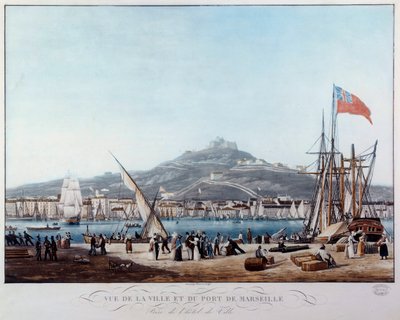 Zicht op de haven van Marseille onder de Restauratie Aquarel door Ambroise Louis Garneray (1783-1857) 19e eeuw Marseille, Musee de la Marine door Ambroise Louis Garneray
