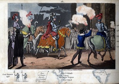 Charles VIII (1470-1498) betrad Rome, won op 31 december 1494. Hij werd uitgeroepen tot keizer van het Oosten, voordat hij naar Napels ging om zijn rechten daar te doen gelden. Ontworpen en gegraveerd door Ambroise Tardieu in 1825. door Ambroise Tardieu