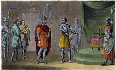 Chilperik II (670 - 721) werd in 715 door Rainfroi op de troon geplaatst. Ontworpen en gegraveerd door Ambroise Tardieu in 1825 door Ambroise Tardieu