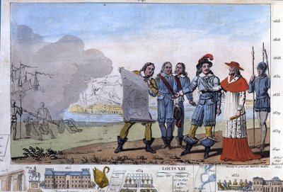 Louis XIII (1601-1643) en kardinaal Richelieu bij het beleg van La Rochelle, plaats d