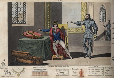 Lodewijk XI (1423-1483) wordt gevangen gehouden in Peronne, en vanuit zijn appartement kan hij de toren zien waar Karel III stierf na 6 jaar gevangenschap. Hij herwon zijn vrijheid pas na te zweren op het Kruis van Karel de Grote dat hij trouw zou blijven  door Ambroise Tardieu