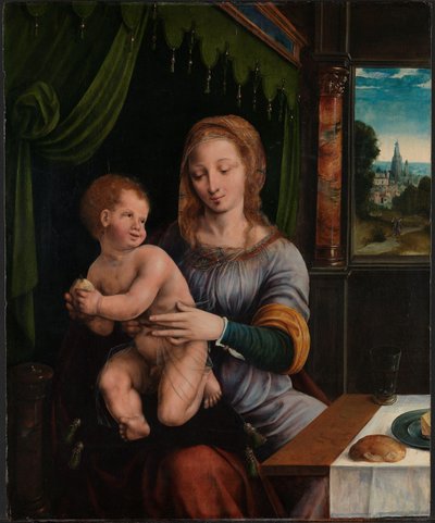 Madonna en Kind door Ambrosius (attr. to) Benson