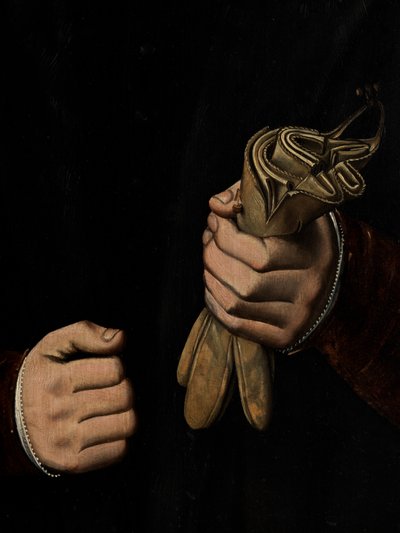 (detail) van Portret van Otho Stochoven door Ambrosius Benson