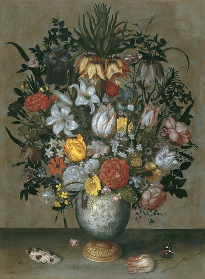 Chinese Vaas met Bloemen, Schelpen en Insecten door Ambrosius Bosschaert the Elder