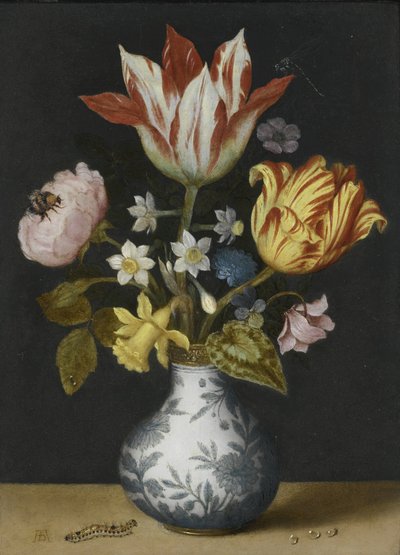 Stilleven van bloemen in een Wan-Li vaas door Ambrosius Bosschaert the Elder
