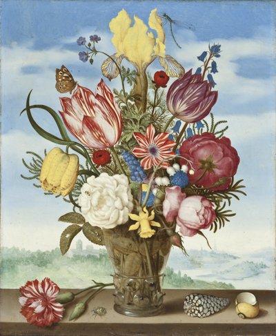 Boeket Bloemen op een Ledge door Ambrosius the Elder Bosschaert