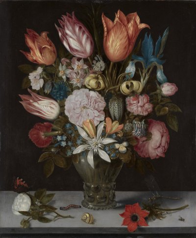 Bloemen in een Glas door Ambrosius the Elder Bosschaert