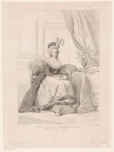 Portret van Marie Antoinette, koningin van Frankrijk door Amédée Félix Barthélemy Geille