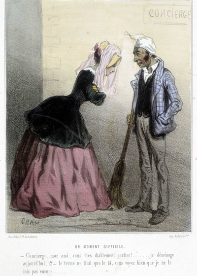 Een moeilijk moment (de huur) - in "Madeleines" door Cham, v.1870-1880 door Amédée de Noé