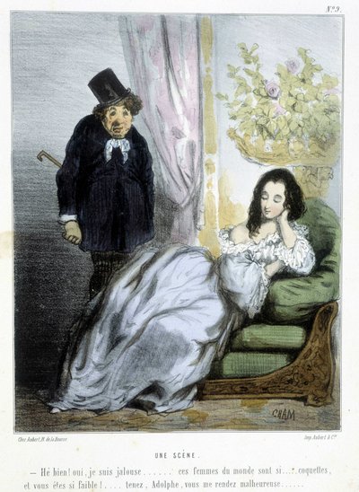 Een scène - in "Madeleines" door Cham, ca. 1870-1880 door Amédée de Noé