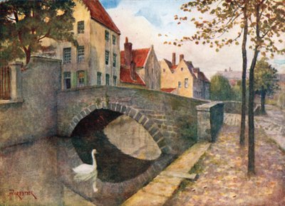 Marbrierskaai, Brugge (kleurenlitho) door Amedee (after) Forestier