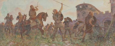 Aankomst van de Saksen in Londen, ca. 530 AD, ca. 1912 door Amedee Forestier