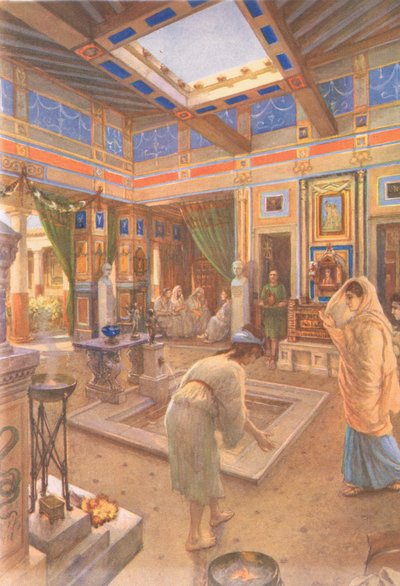 Huiselijk leven in Rome, uit MacMillan schoolposters, ca. 1950-60s door Amedee Forestier