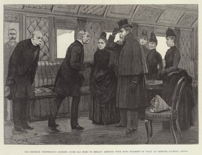 De Reis van Keizer Frederik van San Remo naar Berlijn, Ontmoeting met Koning Humbert van Italië in Sampier d