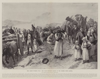 De Grieks-Turkse Oorlog, de Panische Vlucht van de Grieken uit Larissa door Amedee Forestier