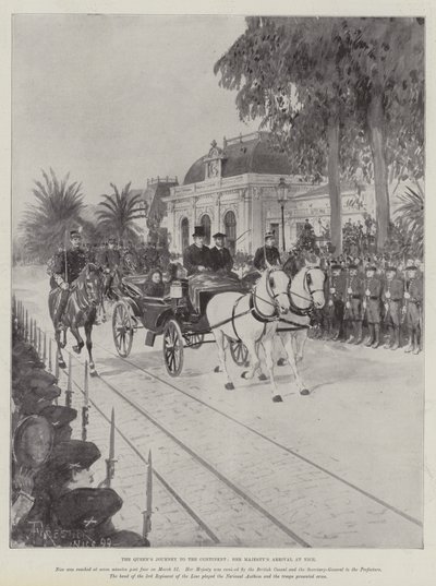 De reis van de koningin naar het continent, de aankomst van Hare Majesteit in Nice door Amedee Forestier