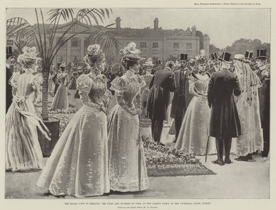 Het koninklijk bezoek aan Ierland, de hertog en hertogin van York op het tuinfeest bij de onderkoninklijke lodge, Dublin door Amedee Forestier