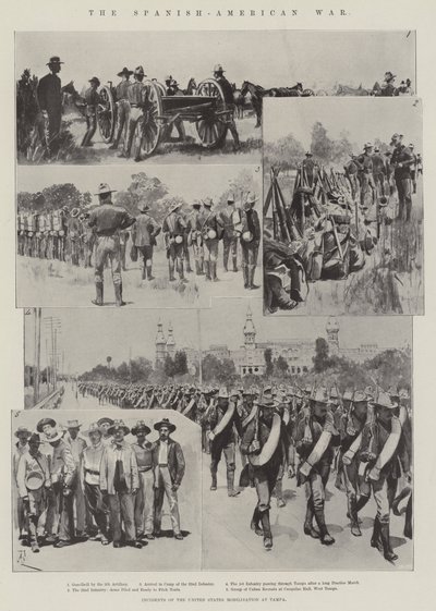 De Spaans-Amerikaanse Oorlog, incidenten van de mobilisatie van de Verenigde Staten in Tampa door Amedee Forestier