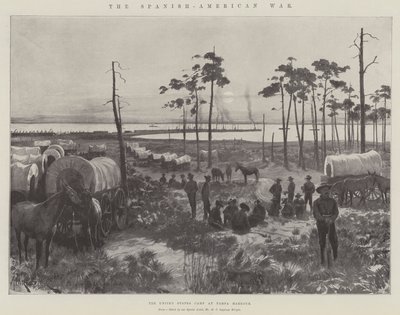 De Spaans-Amerikaanse Oorlog, het kamp van de Verenigde Staten bij Tampa Harbour door Amedee Forestier