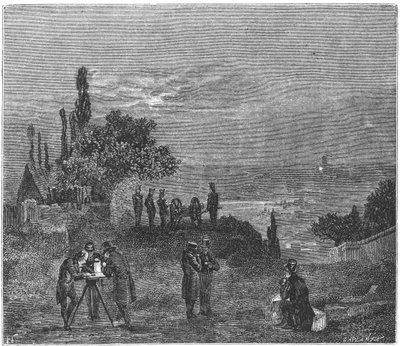 Experiment om de snelheid van geluid in lucht te berekenen, Parijs, 1822, 1873 door Amedee Guillemin