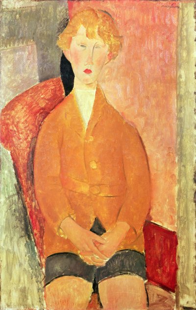 Jongen in korte broek, ca. 1918 door Amedeo Modigliani