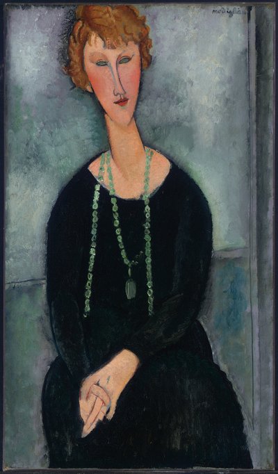 Vrouw met groene ketting (Madame Menier) door Amedeo Modigliani