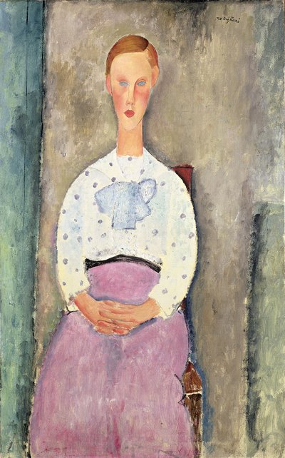Meisje met een blouse met stippen, 1919 door Amedeo Modigliani