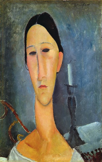 Hanka Zborowska met een kandelaar, 1919 door Amedeo Modigliani