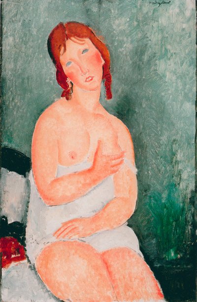 Jonge vrouw in hemd door Amedeo Modigliani