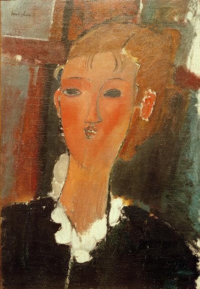 Jonge vrouw met witte kraag door Amedeo Modigliani