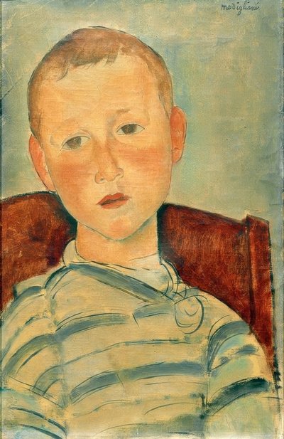 Jongen met gestreepte trui door Amedeo Modigliani