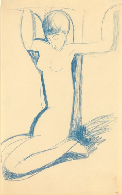 Knielende blauwe kariatide, ca. 1911 door Amedeo Modigliani