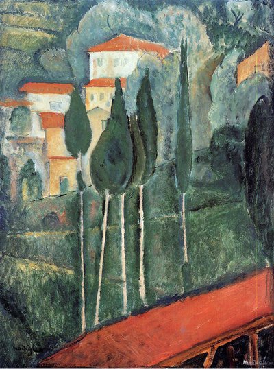 Landschap, Zuid-Frankrijk door Amedeo Modigliani