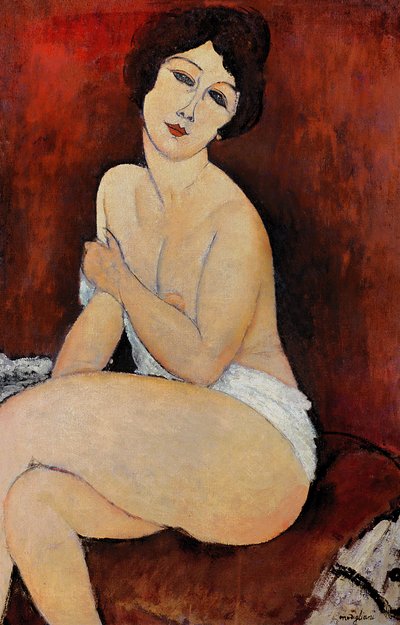 Grote zittende naakt door Amedeo Modigliani