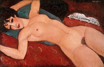Liggend naakt (rood naakt) 1917-18 (olieverf op doek) door Amedeo Modigliani