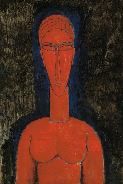 Rode buste, kariatide door Amedeo Modigliani