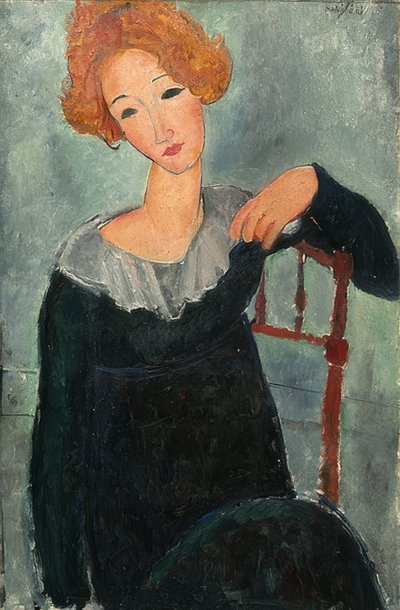 Roodharige vrouw. 1917 door Amedeo Modigliani